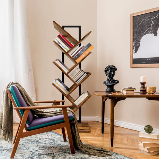 Stylish 9-Tier Tree Bookshelf - Elegant Floor Standing Bookcase for Unique Display and Storage Solutions