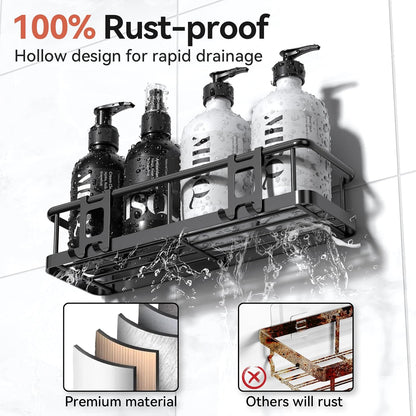 No-Drill Shower Caddy Set – 6 Rustproof Hanging Baskets for Bathroom Storage