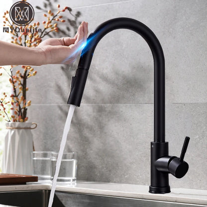 Pull Out Sensor Black Kitchen Faucet Sensitive Touch Control Faucet Mixer for Kitchen Touch Sensor Kitchen Mixer Tap