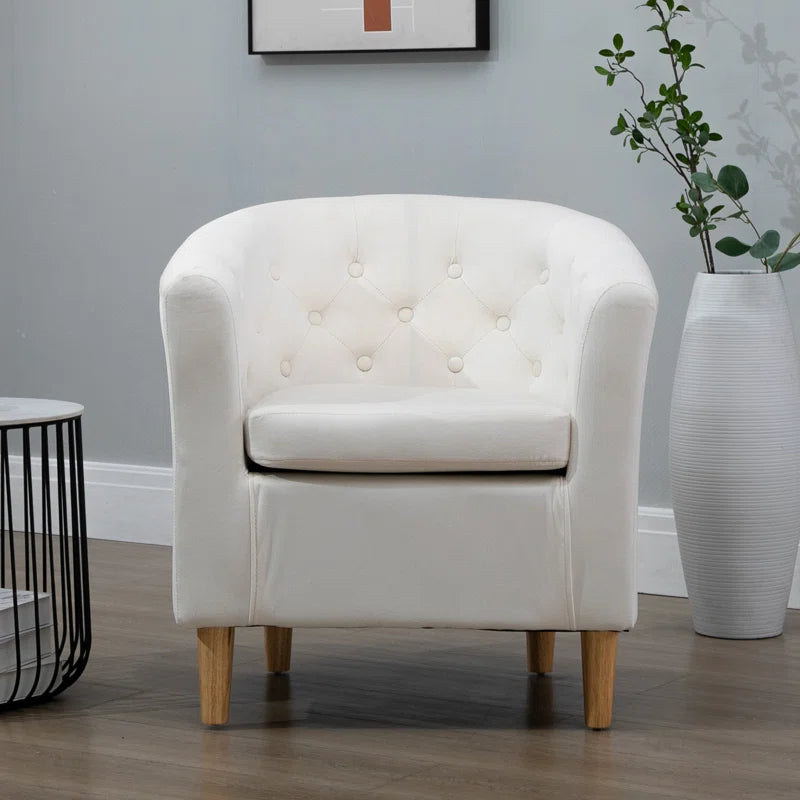 Tarbes Tufted Velvet Barrel Chair - Curved Accent ArmchairTarbes Velvet Barrel Chair