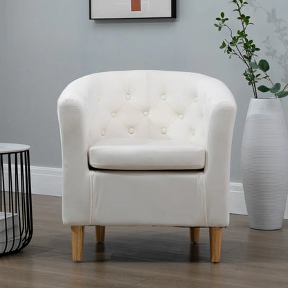 Tarbes Tufted Velvet Barrel Chair - Curved Accent ArmchairTarbes Velvet Barrel Chair