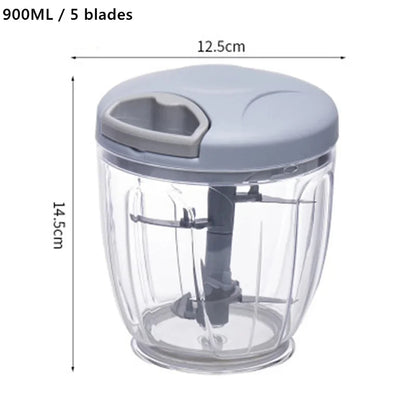 500/900ML Manual Meat Mincer Garlic Chopper Hand Pull Press Crusher Vegetable Grinder Chili Onion Cutter Kitchen Cooking Tools