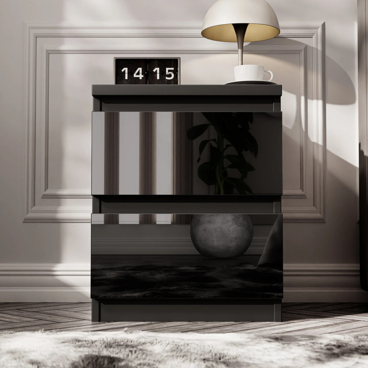 High Gloss Chest of Drawers – Tall & Wide Bedroom Storage Cabinet