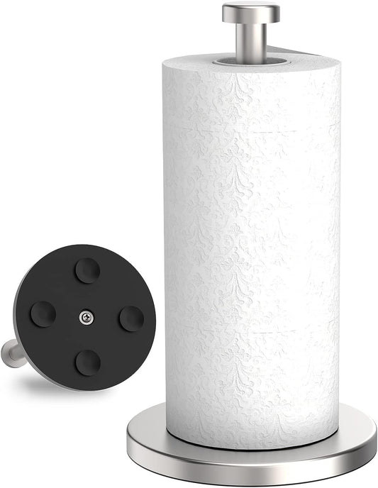 Kitchen Roll Holder, Paper Towel Holder with Weighted Base, Silver