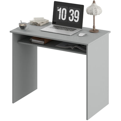 Writing Desk Laptop Table Workstation with Shelf Home Office High Gloss White