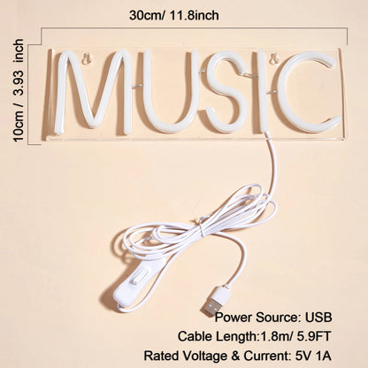 Chi-Buy LED Neon MUSIC USB Powered Neon Signs Night Light 3D Wall Art & Game Room Bedroom Living Room Decor Lamp Signs
