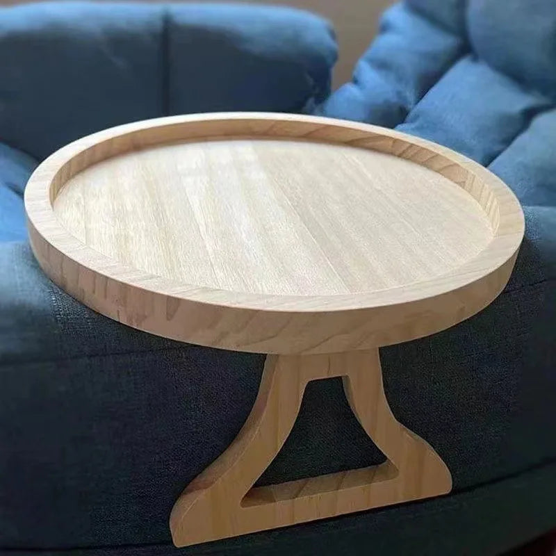 Foldable Couch Tray Wood Sofa Clip on Side Table for Wide Couches Arm Tray Clipon with Rotating Phone Holder