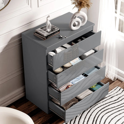 High Gloss Chest of Drawers – Tall & Wide Bedroom Storage Cabinet