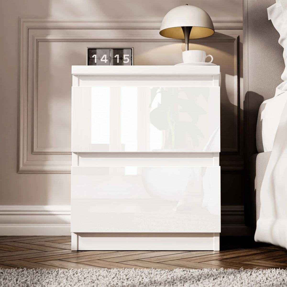 High Gloss Chest of Drawers – Tall & Wide Bedroom Storage Cabinet