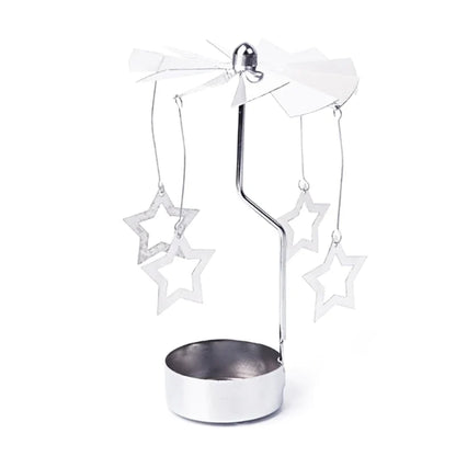 Silver Spinning Tealight Carousel — Star, Deer & Snowflake