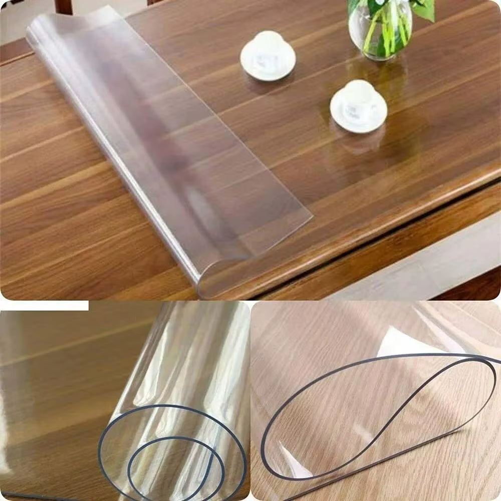 Clear Soft Glass PVC Table Protector Mat - Waterproof & Oil-Proof Tablecloth, 2mm Thick