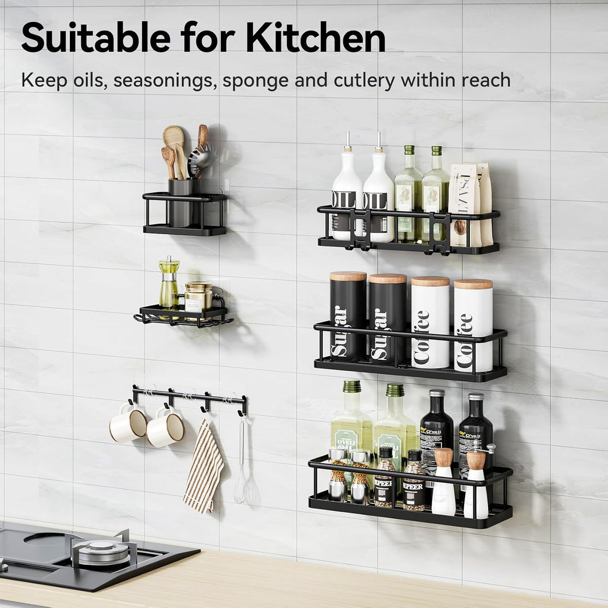 No-Drill Shower Caddy Set – 6 Rustproof Hanging Baskets for Bathroom Storage