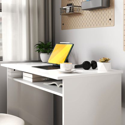 Writing Desk Laptop Table Workstation with Shelf Home Office High Gloss White