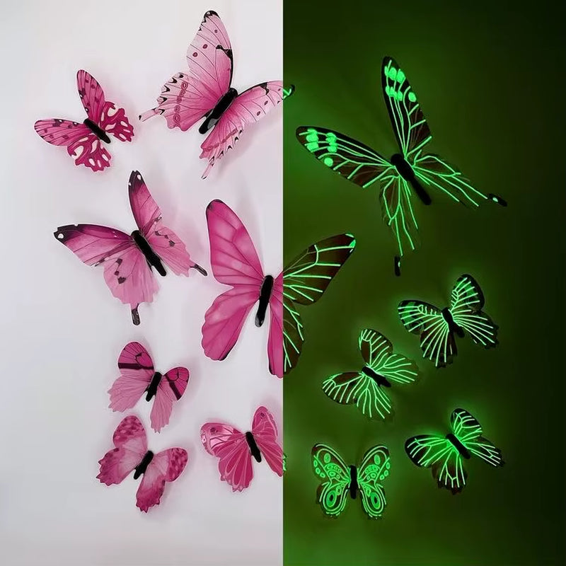 3D Luminous Butterfly Wall Stickers – Glow-in-the-Dark DIY Wall Art (12 Pack)