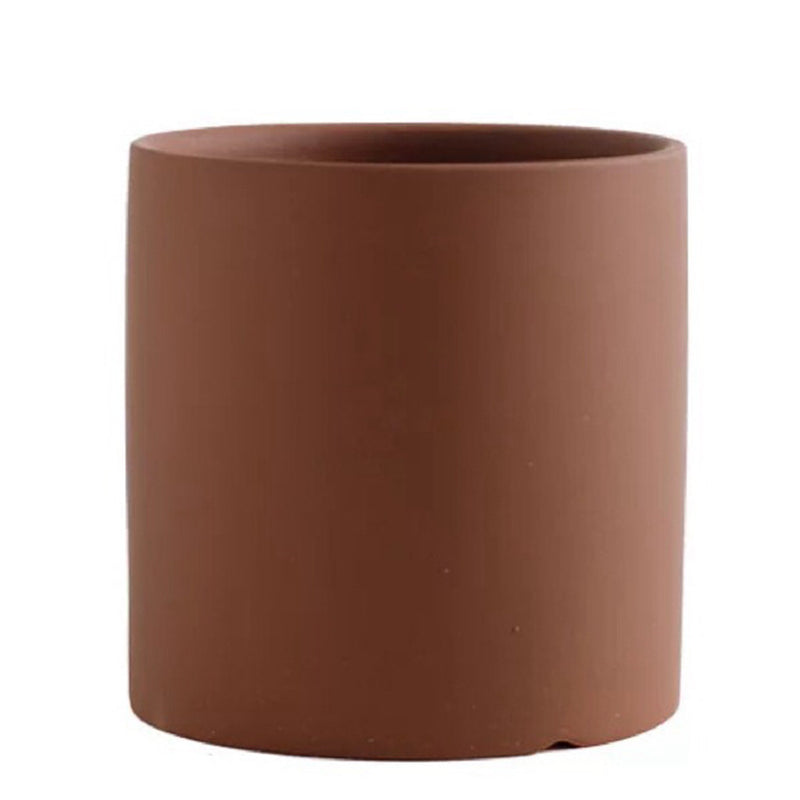 Nordic Ceramic Flowerpot – Cylindrical Succulent Planter with Drainage Tray