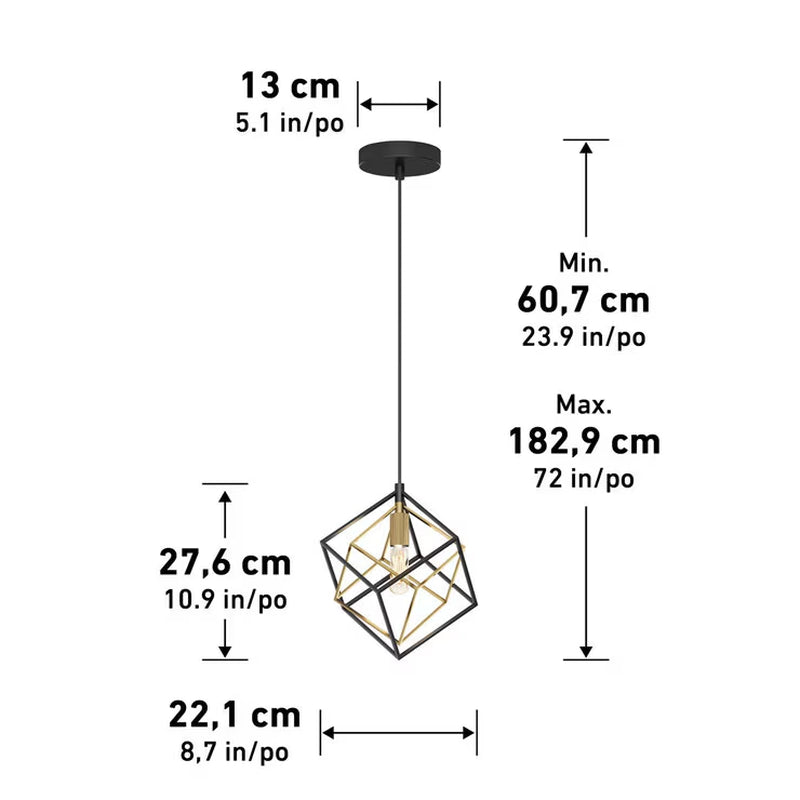 Imperium 1-Pendant Light Fixture in Black & Gold