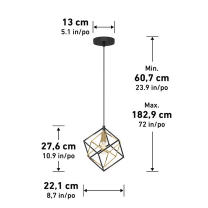 Imperium 1-Pendant Light Fixture in Black & Gold