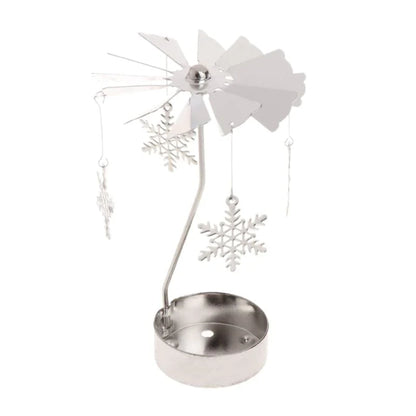 Silver Spinning Tealight Carousel — Star, Deer & Snowflake