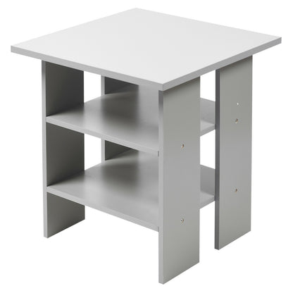 2 Tier Wooden Side End Table Nightstand Furniture Living Room Bedroom Storage
