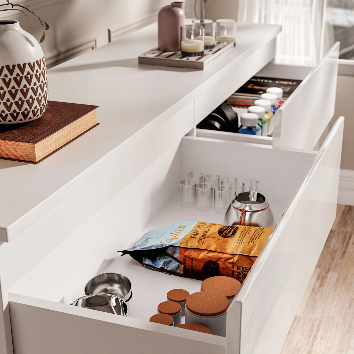 High Gloss Chest of Drawers – Tall & Wide Bedroom Storage Cabinet