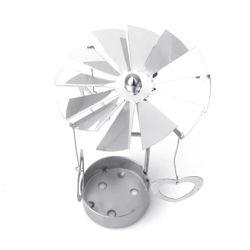 Silver Spinning Tealight Carousel — Star, Deer & Snowflake