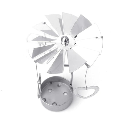 Silver Spinning Tealight Carousel — Star, Deer & Snowflake