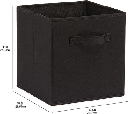 Collapsible Fabric Storage Cube/Organiser with Handles, Pack of 6, Solid Black, 26.6 X 26.6 X 27.9 Cm