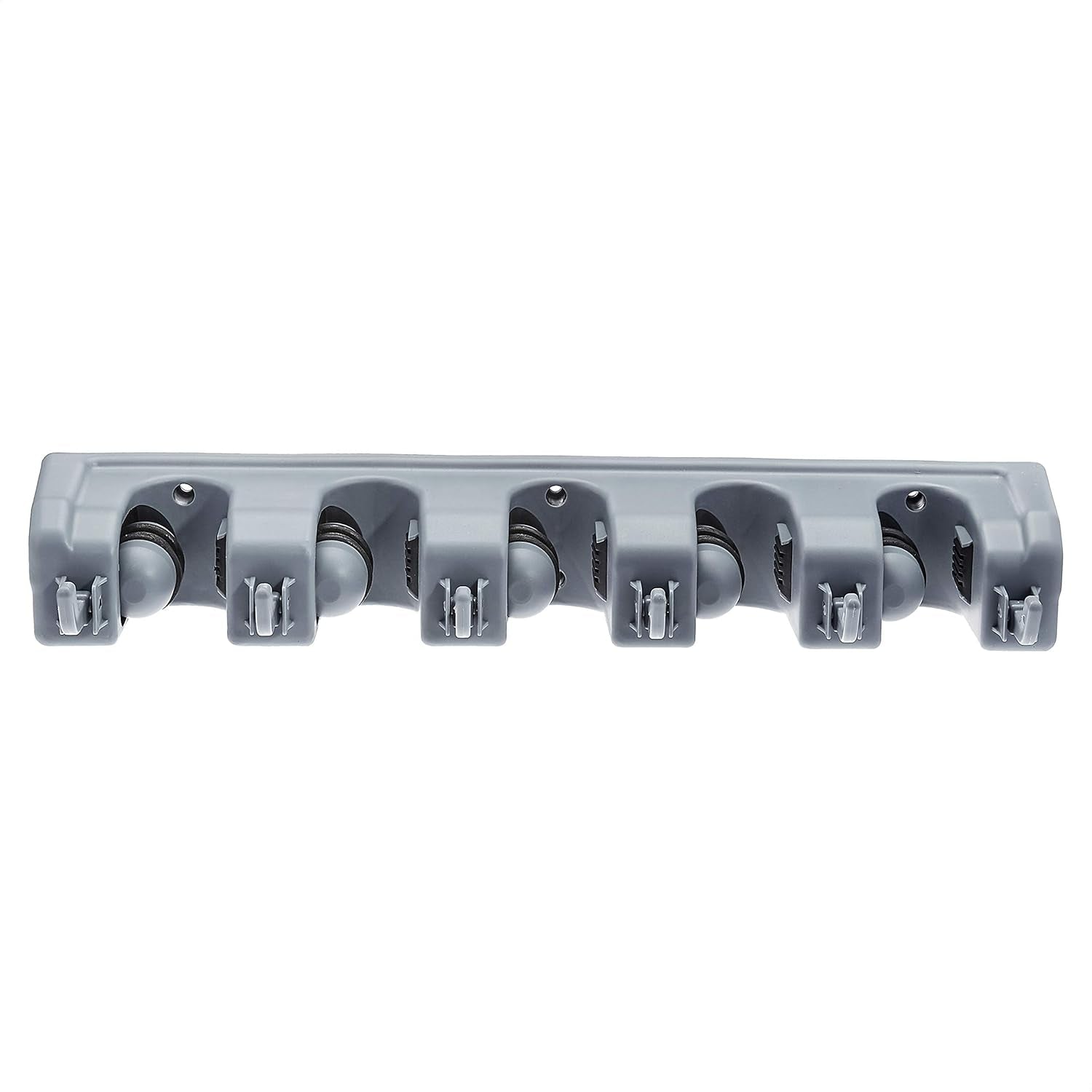 Rectangular Wall Mount Broom Holder and Garden Tool Organizer, 6 Hook and 5 Slot, 43 X 8.5 X 6.2 Cm, Gray