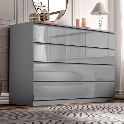 High Gloss Chest of Drawers – Tall & Wide Bedroom Storage Cabinet