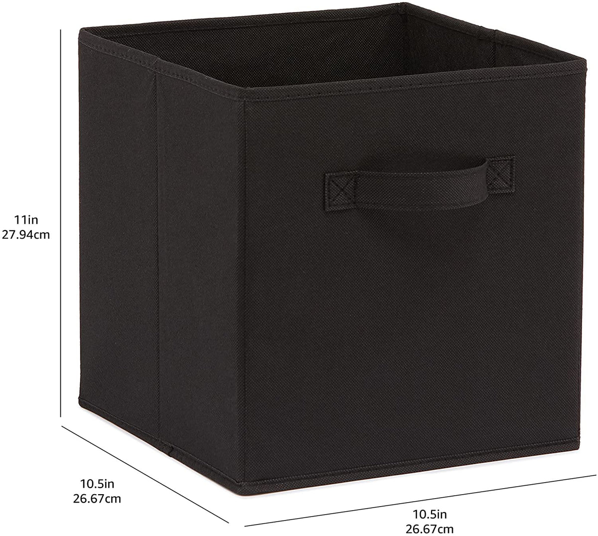 Collapsible Fabric Storage Cube/Organiser with Handles, Pack of 6, Solid Black, 26.6 X 26.6 X 27.9 Cm