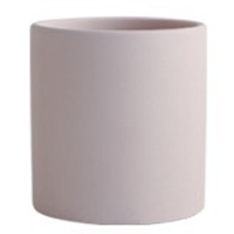 Nordic Ceramic Flowerpot – Cylindrical Succulent Planter with Drainage Tray