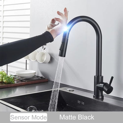 Pull Out Sensor Black Kitchen Faucet Sensitive Touch Control Faucet Mixer for Kitchen Touch Sensor Kitchen Mixer Tap