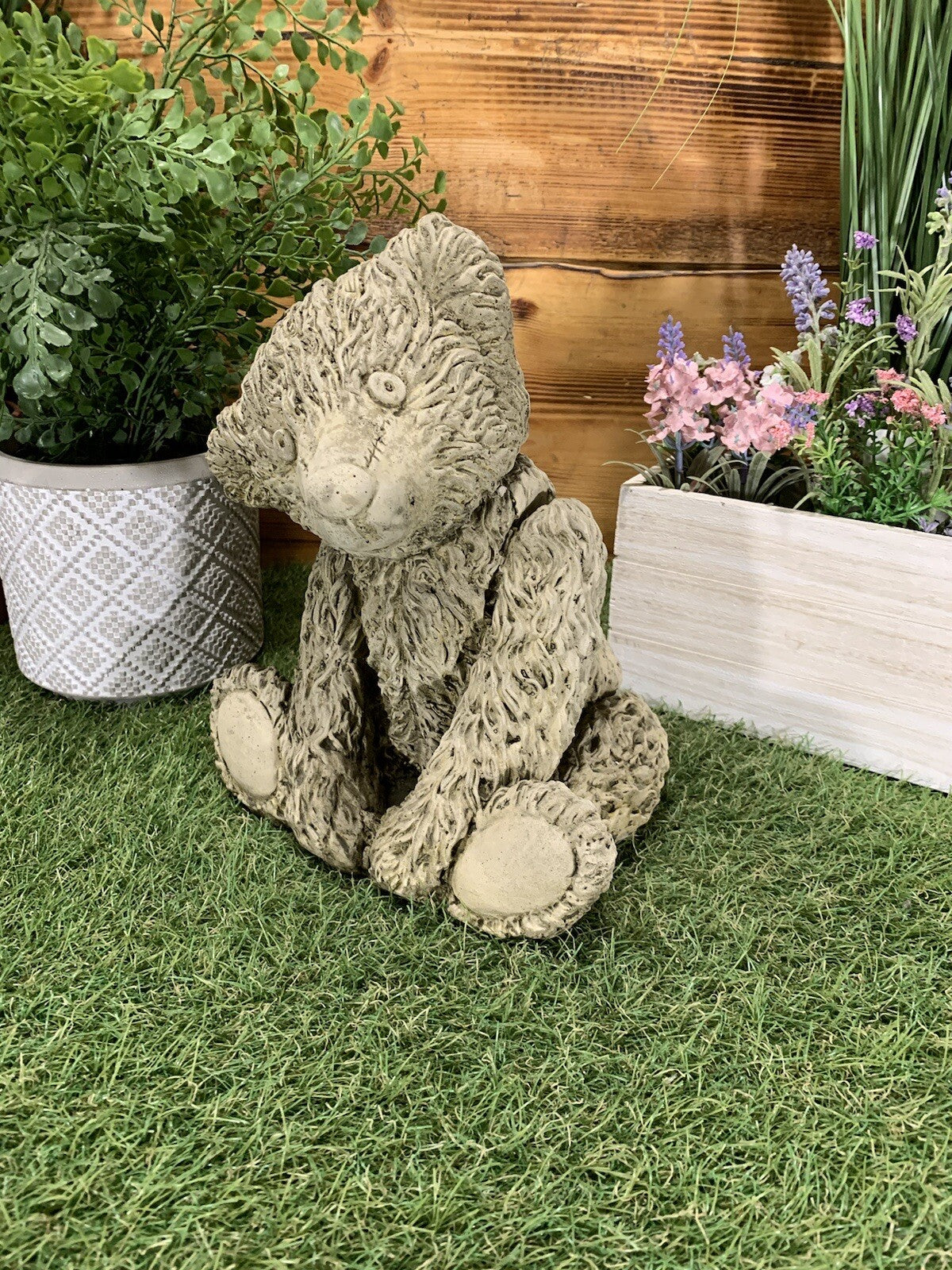 STONE GARDEN CUTE TEDDY BEAR DETAILED CONCRETE GARDEN ORNAMENT