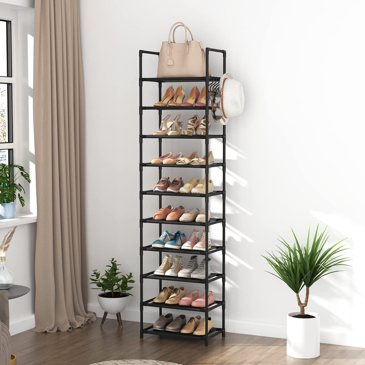 Maximize Your Space with Our 10-Tier Tall Shoe Rack - Store 20-25 Pairs of Boots with Style and Ease!