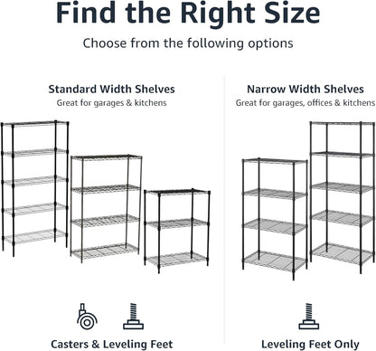 4-Tier Adjustable Storage Shelving Unit – 640kg Capacity (Black, 91.4 x 35.6 x 137.1cm)