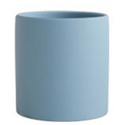 Nordic Ceramic Flowerpot – Cylindrical Succulent Planter with Drainage Tray
