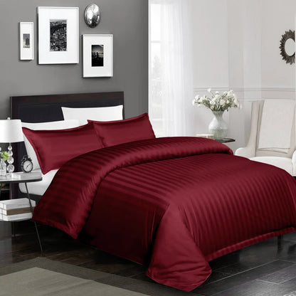 Klarita 250 TC Reversible Striped Microfibre Duvet Cover Set - Silky Soft Bedding with Pillowcases