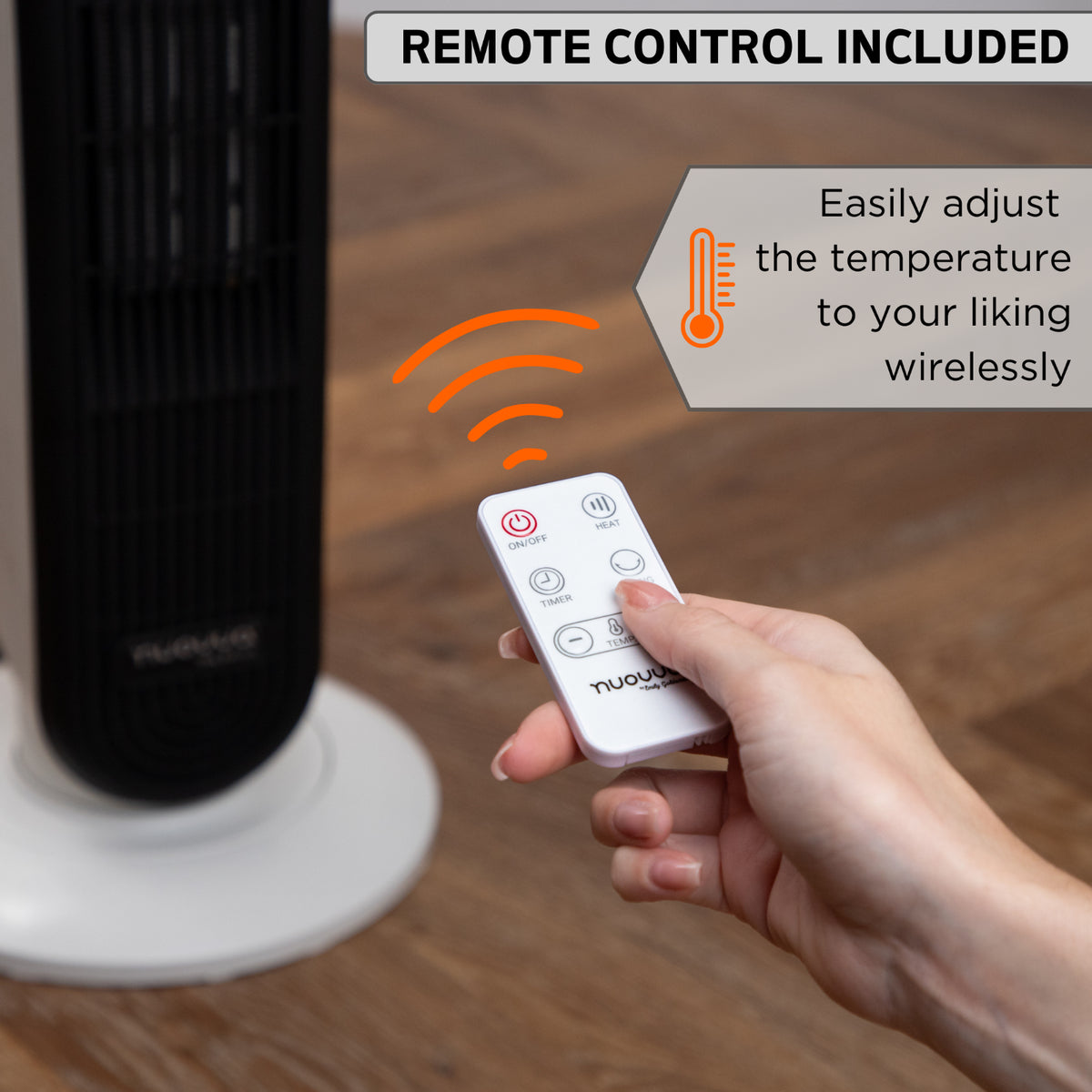 Electric Heater Energy Efficient, Ceramic Tower Fan, Silent, by Nuovva