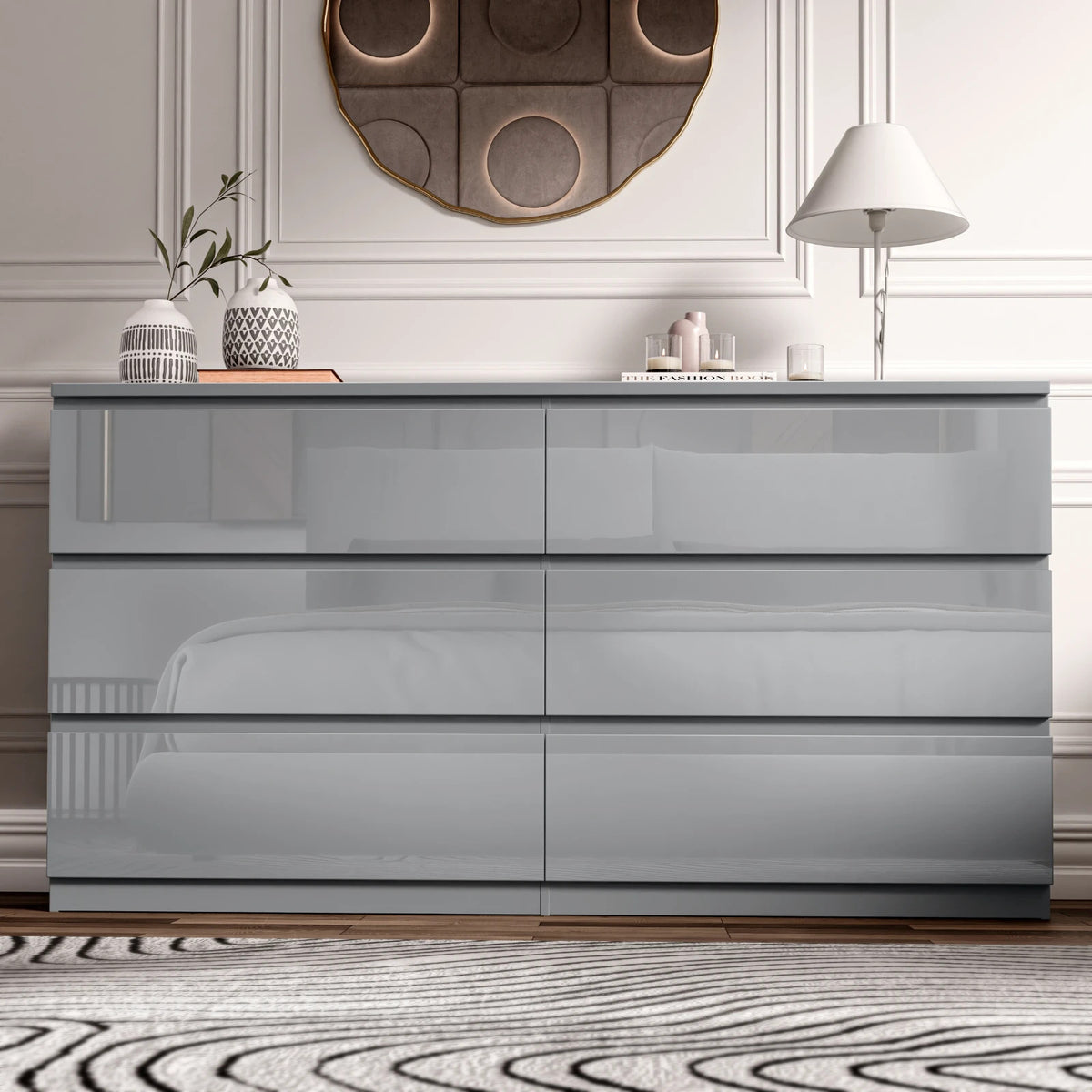 High Gloss Chest of Drawers – Tall & Wide Bedroom Storage Cabinet