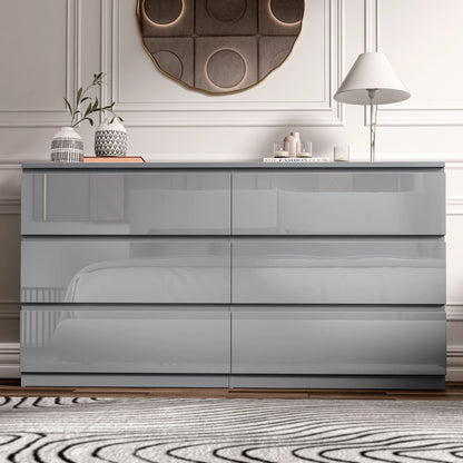 High Gloss Chest of Drawers – Tall & Wide Bedroom Storage Cabinet
