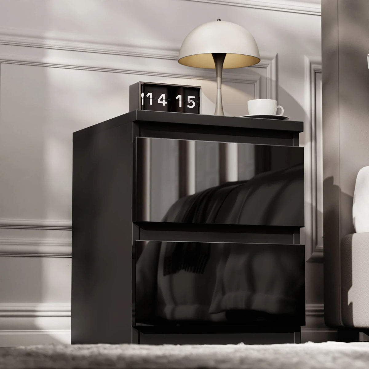 High Gloss Chest of Drawers – Tall & Wide Bedroom Storage Cabinet