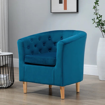 Tarbes Tufted Velvet Barrel Chair - Curved Accent ArmchairTarbes Velvet Barrel Chair