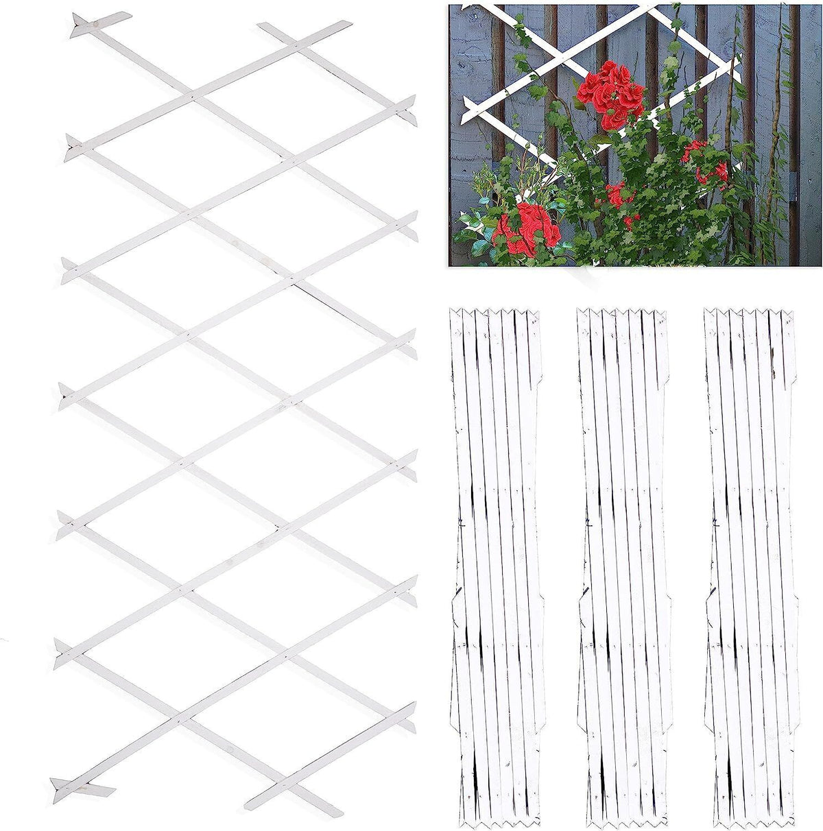 Wooden Trellis Pack of 3 Expandable Garden Wall for Climbing Plants
