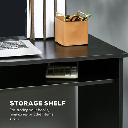 Writing Desk Laptop Table Workstation with Shelf Home Office High Gloss White