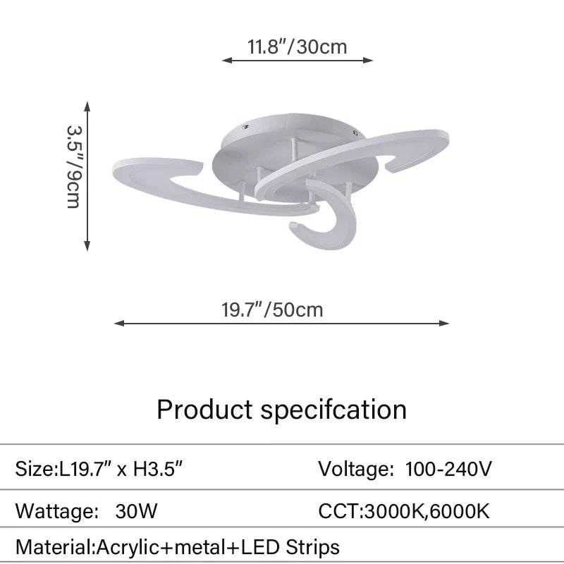 Modern Led Acrylic Ceiling Light Fixture Creative Design Led Chandelier Ceiling Lamps RC Dimming Indoor Lighting Plafon Lustres