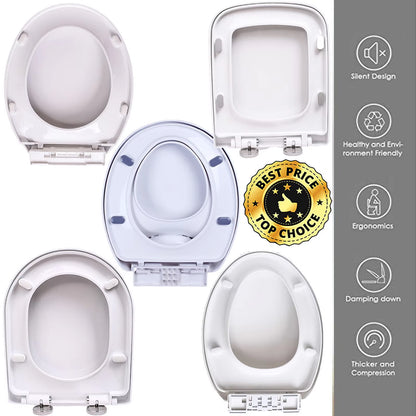 Toilet Seat, Soft Close Toilet Seats White with Quick Release, Sturdy Duroplastic Anti-Bacterial Toilet Lid WC Seats