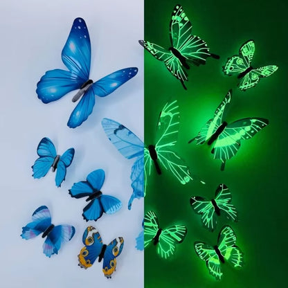 3D Luminous Butterfly Wall Stickers – Glow-in-the-Dark DIY Wall Art (12 Pack)