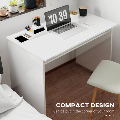 Writing Desk Laptop Table Workstation with Shelf Home Office High Gloss White