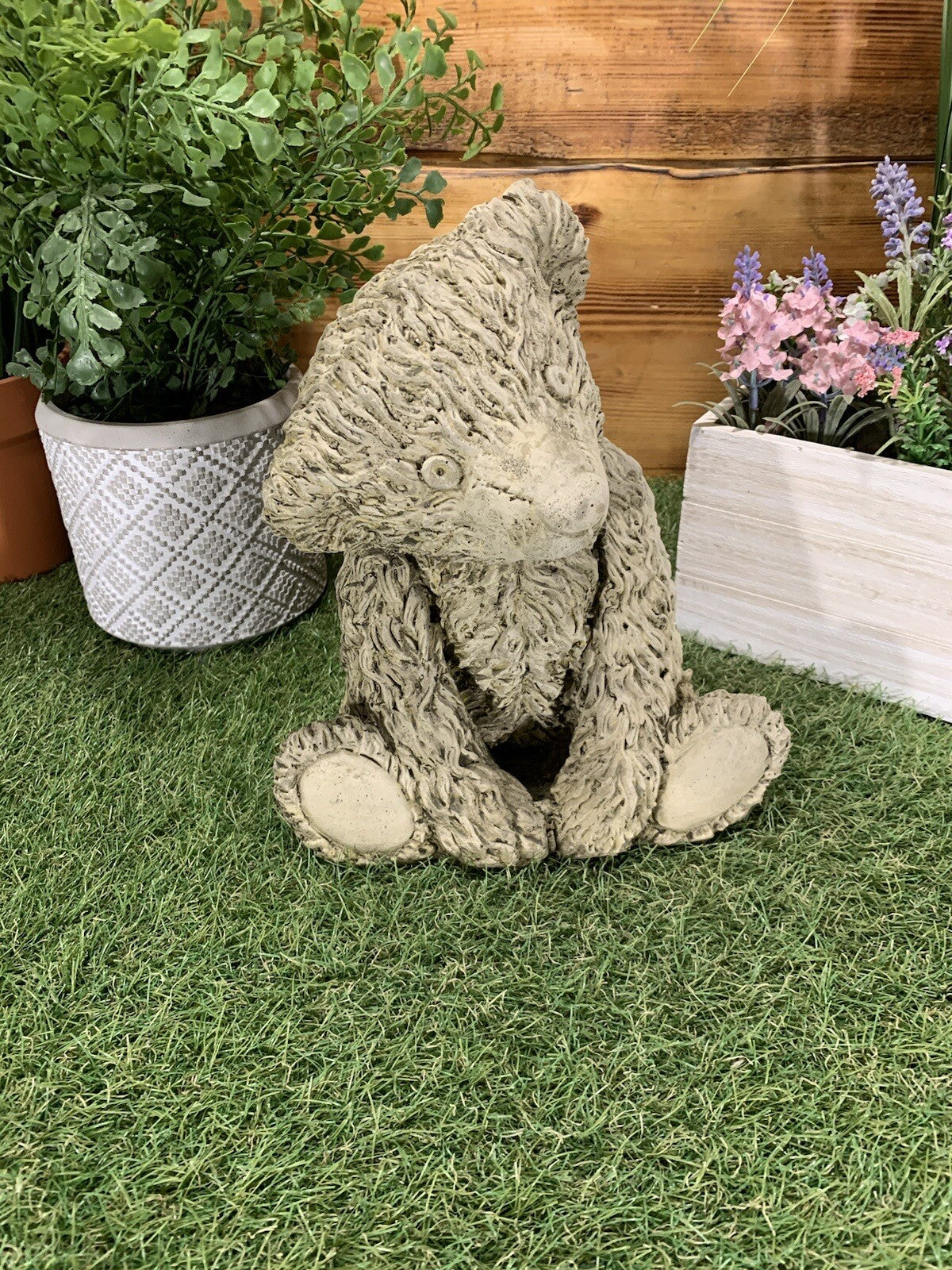 STONE GARDEN CUTE TEDDY BEAR DETAILED CONCRETE GARDEN ORNAMENT