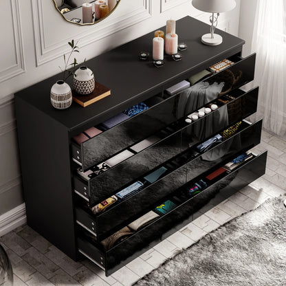High Gloss Chest of Drawers – Tall & Wide Bedroom Storage Cabinet